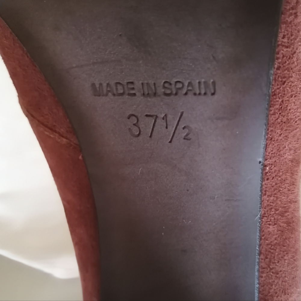 Sapena Spain Lace Up Chunky Ankle Heel Brown Suede Leather Round Yoe Euro 37.5 - Picture 13 of 16